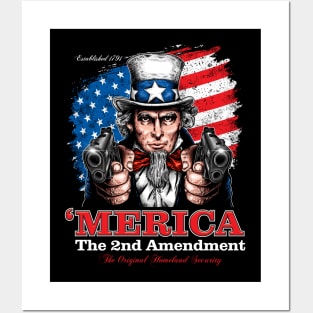 Uncle Sam Guns Blazing Posters and Art
